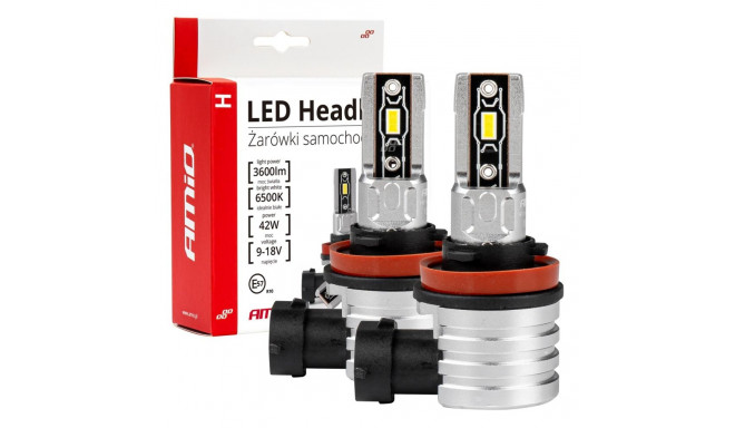 Żarówki samochodowe led seria h-mini h8 h9 h11 h16 6500k canbus amio-03333