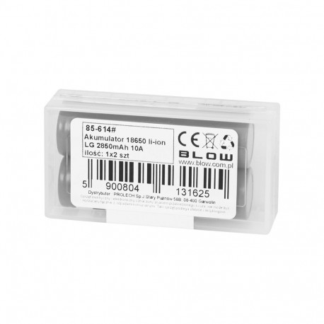 85-614# akumulaator 18650 li-ion lg 2850 10a 2tk 3,6v + karp kahele akule