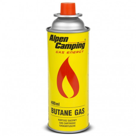 Kartusz gazowy 400ml Alpen Camping. certyfikat: Pi 0875, zgodny z normą EN417, izobutan, zakres dzia