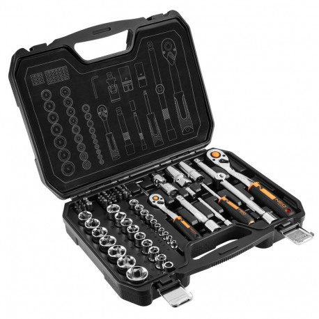 Padrunvõtmete komplekt 1/2", 1/4", 73-osaline, CrV (2 tk.)