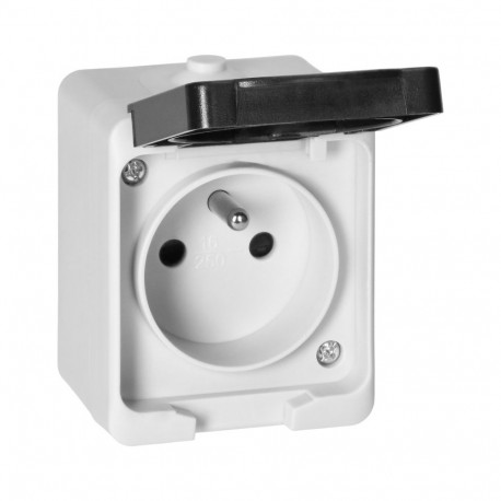 Aquatic Mini üksik pistikupesa 2P+Z IP54, valge-must