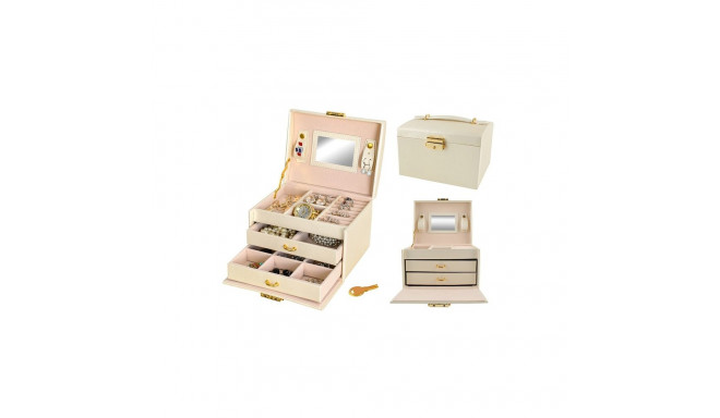Szkatułka/ kuferek na biżuterię - beżowy