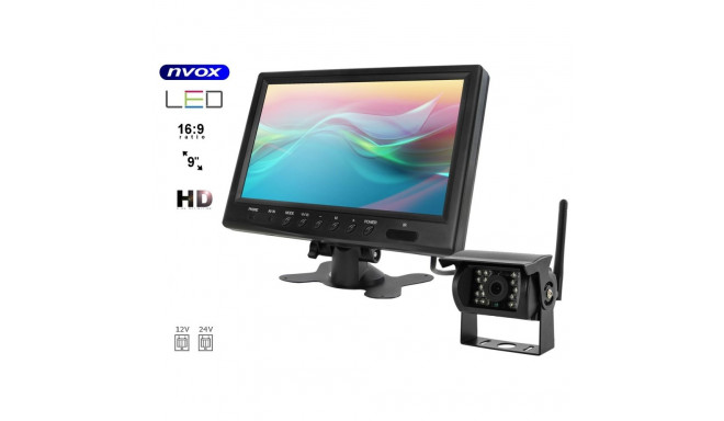 Autolcd-monitor 9-tolline 12/24V ja öövaatlusega kaamera