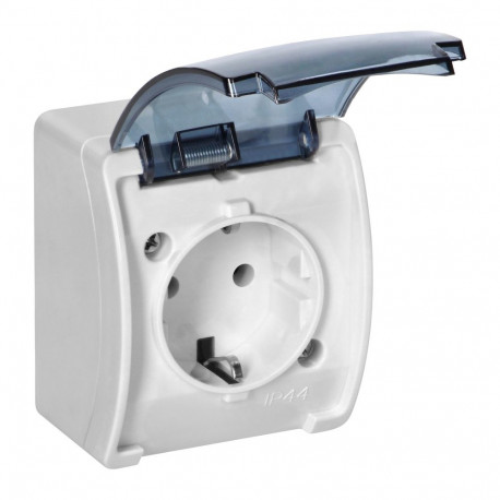 Gniazdo pojedyncze 2P+Z Schuko AQUATIC, IP44, valge suitsune