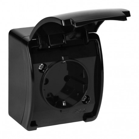 pojedyncze 2P+Z Schuko AQUATIC, IP44, must pistikupesa