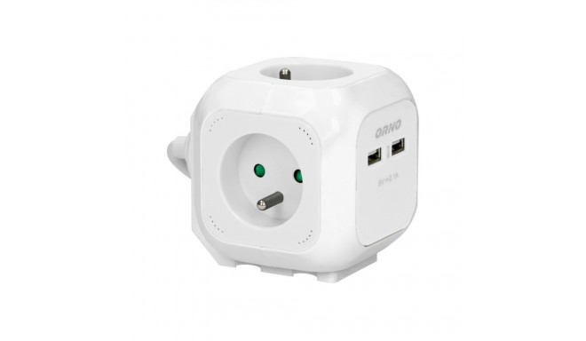 Przedłużacz 4 krotny 2P+Z, ładowarka 2xUSB, 1,4m H05VV-F 3x1mm2, biały