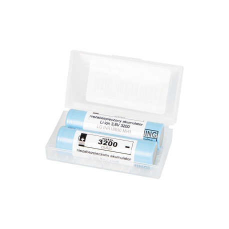 85-599# Akumulator 18650 li-ion lg 3200mah 10a 3,6v + box 2 szt (2 tk.)