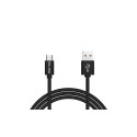 66-146# Przyłącze usb a - micro b 1,5m plecionka czarny blister