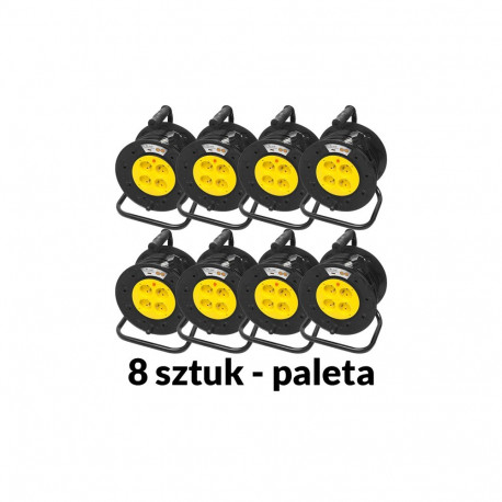 98-098# Przedłużacz sieciowy pr-61 4-gniazda z uziemieniem 50m bęben pcv 3x2, (8 tk.)