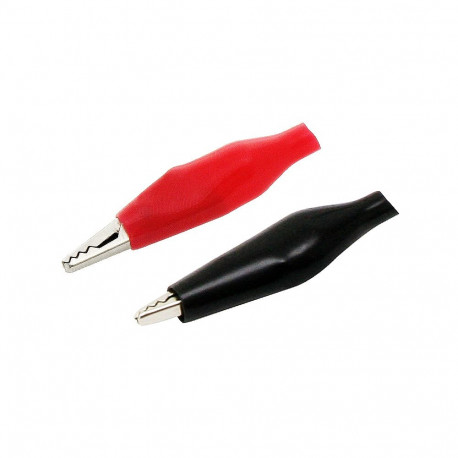 96-703# keskmine isoleeritud krokodillklamber 51mm must/punane (100 tk.)