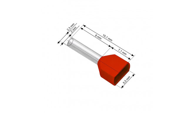 43-085# Konektor izolowany tulejka 2x1,0/8 czerwona