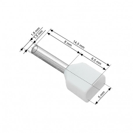 43-082# isoleeritud pistik 2x0,5/8 valge 100tk