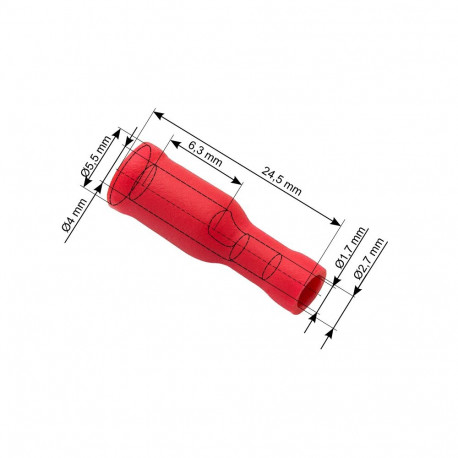 43-048# Konektor izolowany gniazdo 4,0/24,5mm czerwony 100szt.