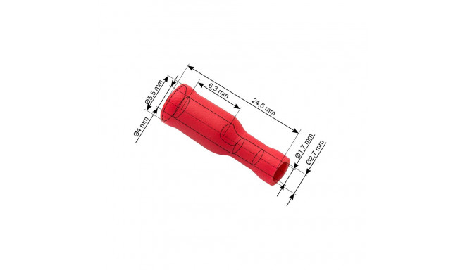 43-048# Konektor izolowany gniazdo 4,0/24,5mm czerwony