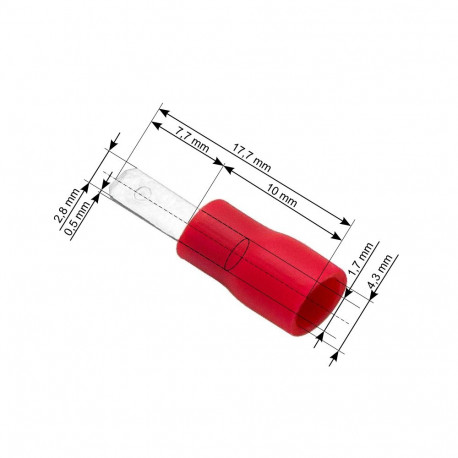 43-028# Konektor izolowany płaski męski 2,8/0,5 czer 100szt.