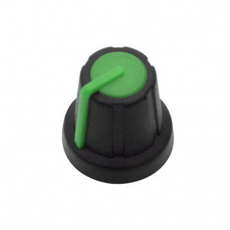Potentsiomeetri nupp 8695# n-2 17.5mm rohelise indikaatoriga 10tk, must
