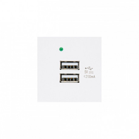 Gniazdo USBx2 laadijaga Maclean, topelt, 2.1A kiirlaadimine, valge, MCE728W