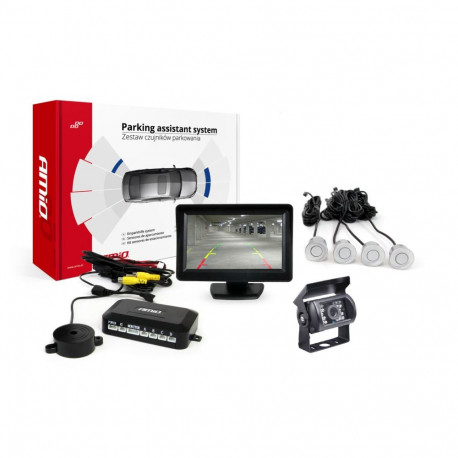 Tft01 4,3" parkimisandurite komplekt kaameraga hd-501-ir 4 hõbedased andurid