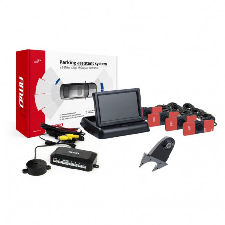 Tft02 4,3" parkimisandurite komplekt hd-502-ir kaameraga 4 musta sisemist andurit