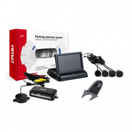 Parkimisandurite komplekt tft02 4,3" HD-502-IR kaameraga, 4 musta andurit