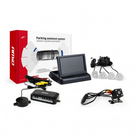 Tft02 4,3" parkimisandurite komplekt hd-315-led kaameraga 4 hõbedased andurid