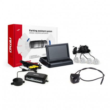 Tft02 parkimisandurite komplekt 4,3" koos hd-310 kaameraga, 4 hõbedased andurid