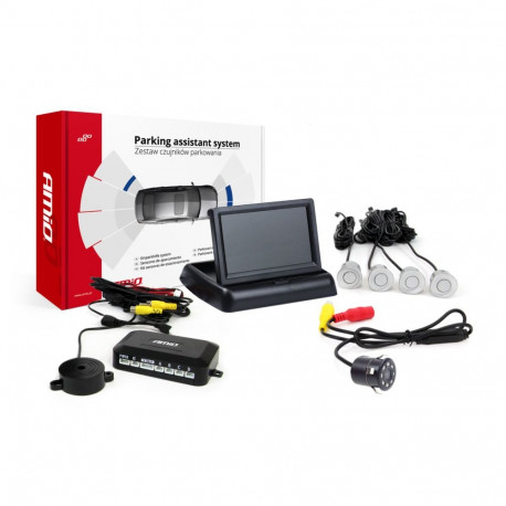 Tft02 4,3" parkimisandurite komplekt hd-308-led kaameraga 4 hõbedast andurit