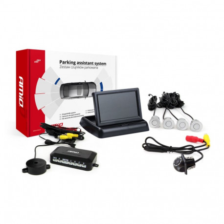 Parkimisandurite komplekt tft02 4,3" HD-305-LED kaameraga, 4 hõbedast andurit