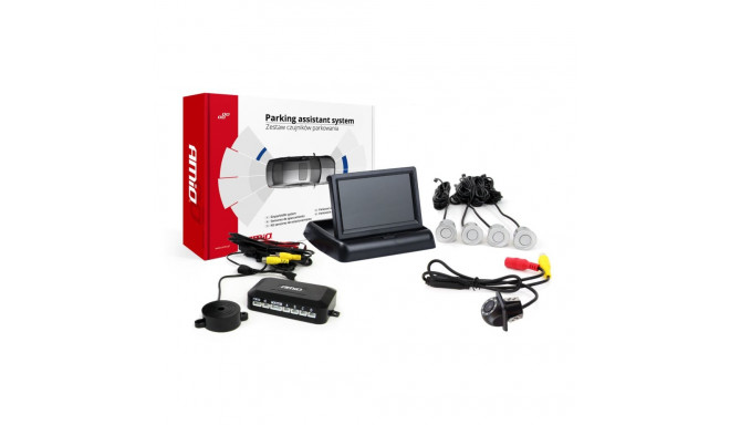 Parkimisandurite komplekt tft02 4,3" HD-305-LED kaameraga, 4 hõbedast andurit