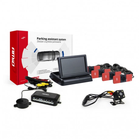 Zestaw czujników parkowania tft02 4,3" z kamerą hd-315-led 4 sensory czarne wewnętrzne