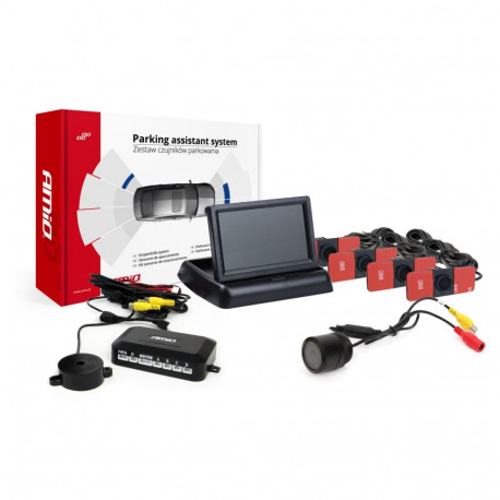 Zestaw czujników parkowania tft02 4,3" z kamerą hd-301-ir 4 sensory czarne wewnętrzne