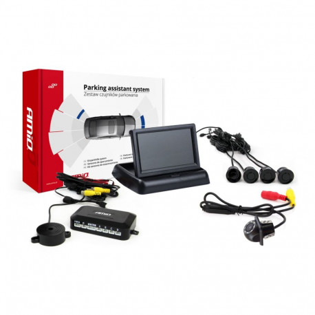Parkimisandurite komplekt tft02 4,3" HD-305-LED kaameraga, 4 musta andurit