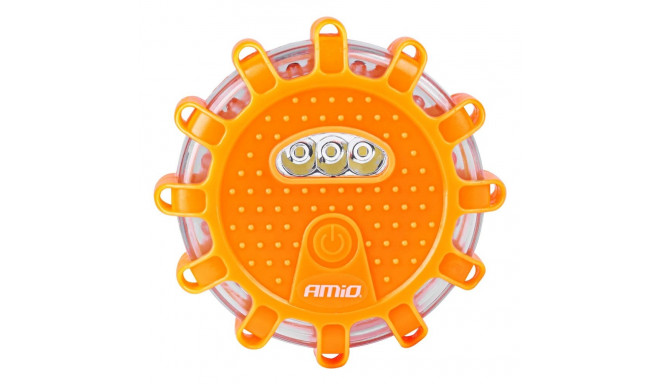 Lampa ostrzegawcza awaryjna z funkcją latarki 3xaaa ip65 12smd + 3smd amio-02499