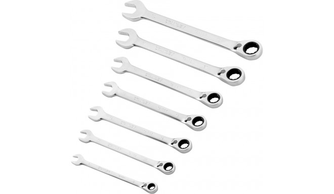 7-osaline padrunvõtmete komplekt pöördkäepidemega ja lülitiga