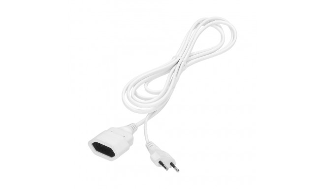 Przedłużacz domowy jednogniazdowy płaski, 1x2P, 5m,kabel PVC H03VV-F 2x0,75mm?, 230VAC