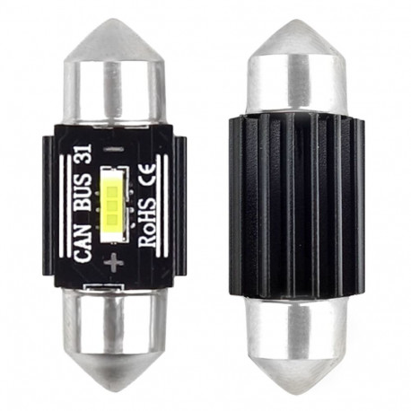 led canbus 1860 1smd ülitugev festoon c5w c10w c3w 31mm valge 12v 24v amio-02441 pirnid