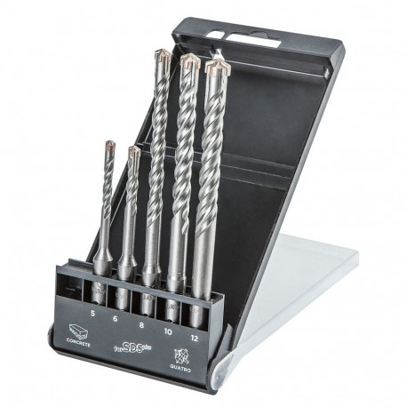 SDS Plus betooni puuride komplekt quatro, 5 tk – 5, 6 x 110 mm + 8, 10, 12 x 160 mm