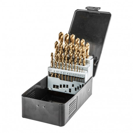 HSS-TiN metallipuurid 1,0–13,0 mm, komplekt 25 tk