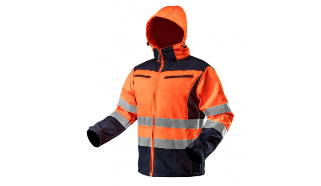 Kurtka robocza ostrzegawcza softshell z kapturem, pomarańczowa, rozmiar XL