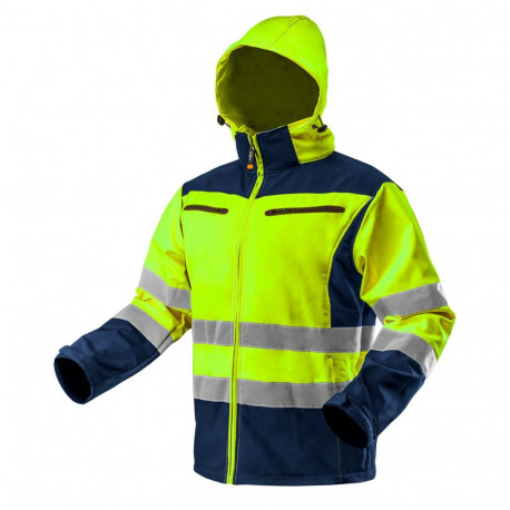 Hoiatus softshell tööjope kapuutsiga, kollane, suurus L
