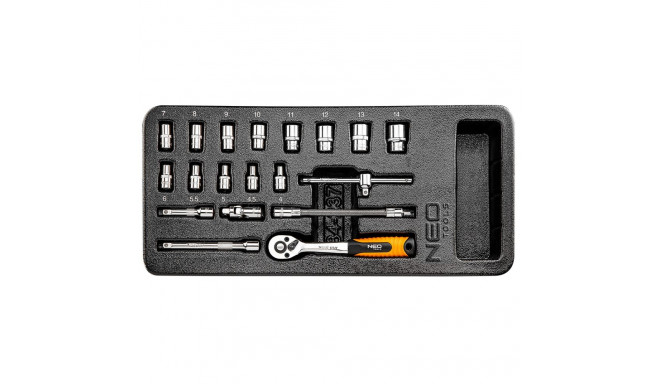 1/4" padrunvõtmed, 19-osaline komplekt, sisetükk