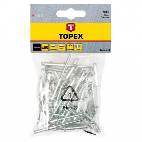 Nity aluminiowe 3.2 x 8 mm, 50 szt. (5 tk.)