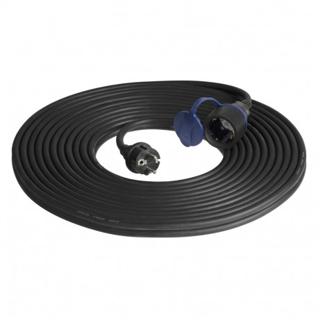 Przedłużacz warsztatowy bryzgoszczelny IP44, 1x2P+Z (schuko) 20m, kabel gumowy olejoodporny H07RN-F 