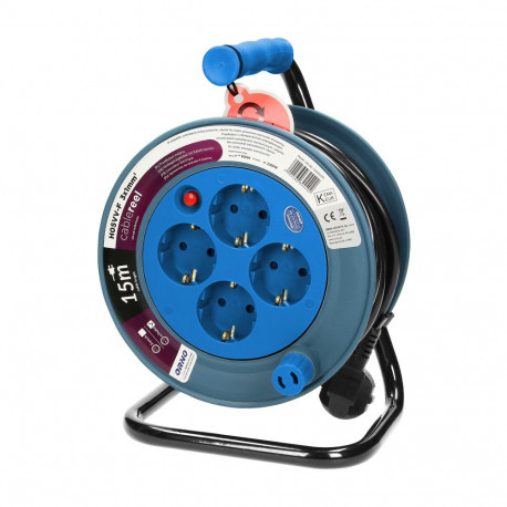 Przedłużacz bębnowy MINI, 4 gniazda 2P+Z, metalowy stojak, polwinit H05VV-F 3 (4 tk.)