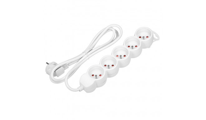 Przedłużacz 5-krotny 2P+Z, 5m H05VV-F 3x1,0mm?, Imax=10A, biały