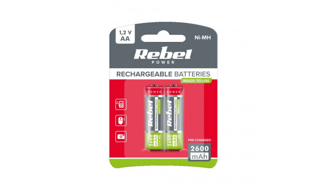 Akupatareid REBEL HR6 2600 mAh Ni-MH 2tk/pk