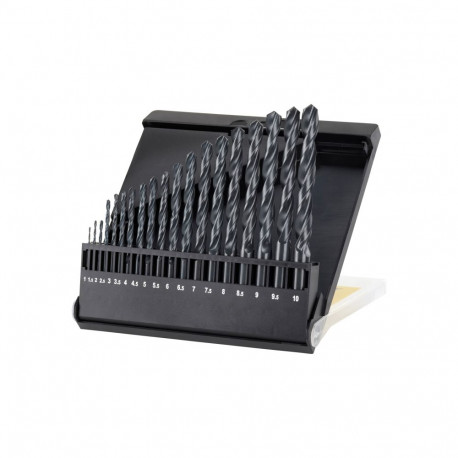 HSS-R metalli puurid DIN338 komplekt 19 tk fi=1-fi=10 iga 0,5 mm tagant