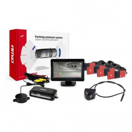 Tft01 4,3" parkimisandurite komplekt hd-310 kaameraga 4 musta sisemist andurit