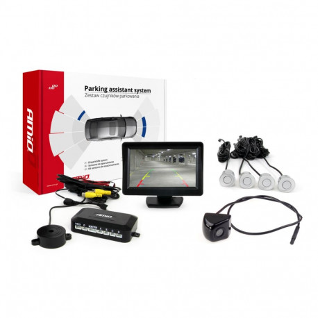 Parkimisandurite komplekt tft01 4,3" HD-310 kaameraga, 4 hõbedast andurit