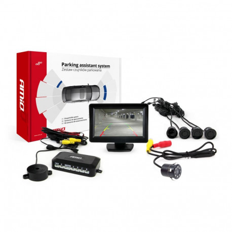 Parkimisandurite komplekt tft01 4,3" HD-307-IR kaameraga, 4 musta andurit